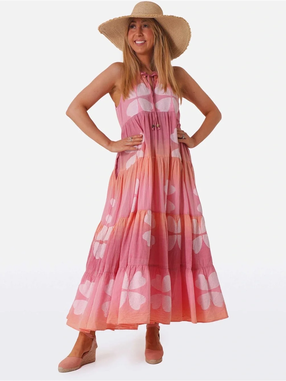 Pearl and Caviar Floral Jacquard Tiered Maxi Dress S/M - Picture 10 of 12